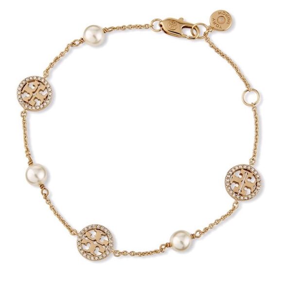 Tory Burch Jewelry - Tory Burch Miller Pearl Logo Bracelet